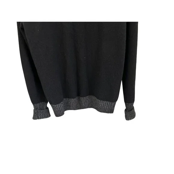 Equipaggiamenti Made In Italy Black & Gray Wool Sweater Half-Zip Ribbed Trim - M - Picture 10 of 11